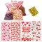 Wrapables Valentines Cellophane Treat Bags With Twist Ties for Candy, Cookies, Treats, Gifts and Party Favors (100pcs), Love Hearts